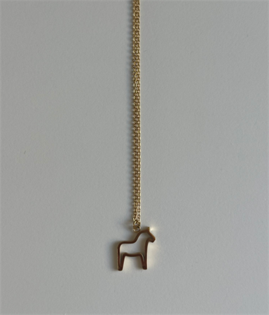 Halsband Dalahäst kontur guldfärgad